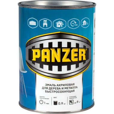 Эмаль акриловая для дерева и металла Panzer полуглянцевая 0,9 кг шоколадная — Городок мастеров