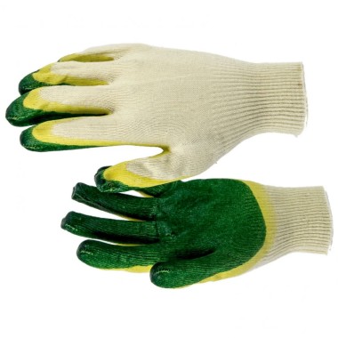 Перчатки трикотаж зеленые с латексным покрытием — Городок мастеров