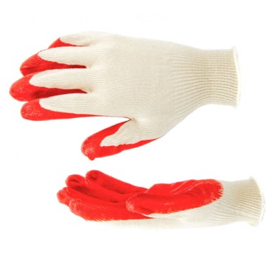 Перчатки трикотаж красные с латексным покрытием — Городок мастеров
