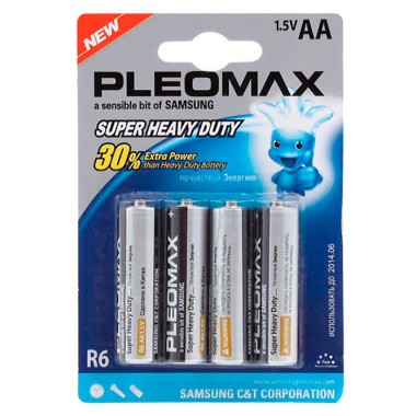 Батарейка LR6АА Samsung Pleomax 4 шт — Городок мастеров
