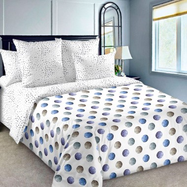 Комплект постельного белья 1,5-спальный перкаль 70х70 Текс-Дизайн &quot;Галилео 1&quot; синий 1250П — Городок мастеров
