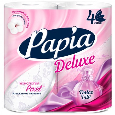 Туалетная бумага Hayat Papia Deluxe 4 шт 4 слоя белая аромат Dolce Vita — Городок мастеров