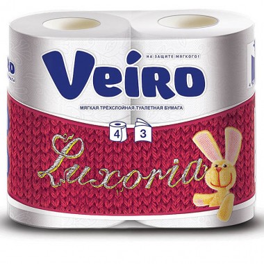 Туалетная бумага Veiro Luxoria 4 шт 3-х слойная Белая — Городок мастеров