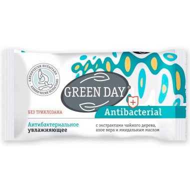 Мыло туалетное Green day 90г Антибактериальное увлажняющее экстракт алоэ — Городок мастеров