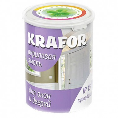 Эмаль Krafor для окон и дверей супербелая 1кг — Городок мастеров