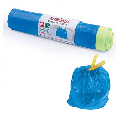 Мешки для мусора пнд  c завязками &quot;Extra&quot; синие 60 литров 20 шт — Городок мастеров