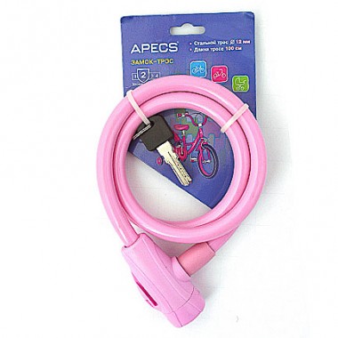 Замок велосипедный Apecs PD-84-100CM-Pink розовый 00020440 — Городок мастеров