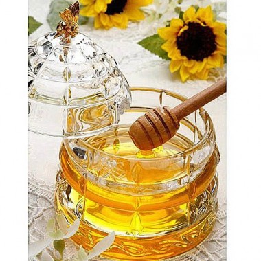 Стеклянная банка для меда с деревянной ложкой-палочкой Пчелка 355-003 — Городок мастеров