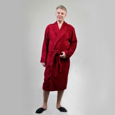 Халат мужской махровый шаль 48 размер, цвет бордовый, 100% хлопок — Городок мастеров