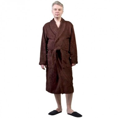 Халат мужской махровый шаль 52 размер, цвет коричневый, 100% хлопок — Городок мастеров