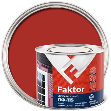 Эмаль ПФ-115 Faktor красная 1.9 кг — Городок мастеров