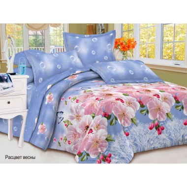 Комплект постельного белья 2-спальный из микросатина Satin collection &quot;Расцвет весны&quot; Эльф, наволочки 70х70 — Городок мастеров