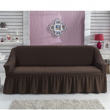 Чехол на диван универсальный Burumcuk Bulsan трехместный коричневый — Городок мастеров