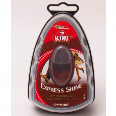 Губка для обуви коричневая Kiwi &quot;Express Shine&quot; с дозатором для гладкой кожи — Городок мастеров