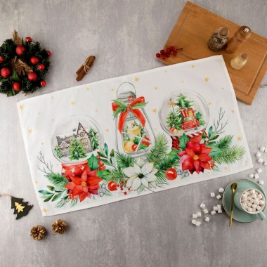 Полотенце кухонное 40х73 см &quot;Christmas red flowers&quot; Этель 100% хлопок, саржа — Городок мастеров