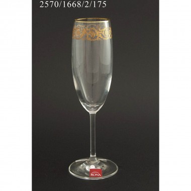 Набор бокалов для шампанского 175 мл Rona &quot;Гала&quot; втертое золото, отводка, 6 шт — Городок мастеров