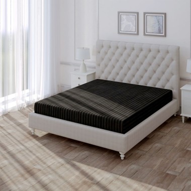 Простынь на резинке &quot;Stripe Black&quot; 200х200х30 см, сатин, 70005 01 — Городок мастеров