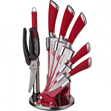 Набор кухонных ножей 8 предметов Agness на подставке, цвет красный 911-501 — Городок мастеров