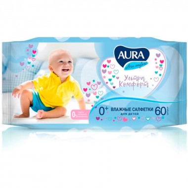 Влажные салфетки Aura Ultra comfort детские 60 шт — Городок мастеров