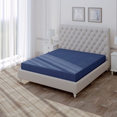Простынь на резинке &quot;Stripe Indigo&quot; 200х200х30 см, сатин, 70004 01 — Городок мастеров