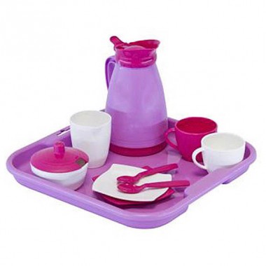 Набор детской посуды Алиса с подносом на 2 персоны — Городок мастеров
