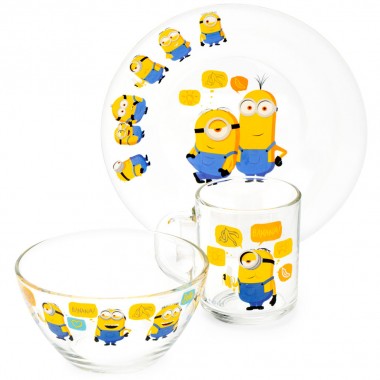 Набор детской посуды Luminarc &quot;Minions&quot; 3 предмета (кружка 200 мл, тарелка 19,6 см, салатник 12,7 см) — Городок мастеров
