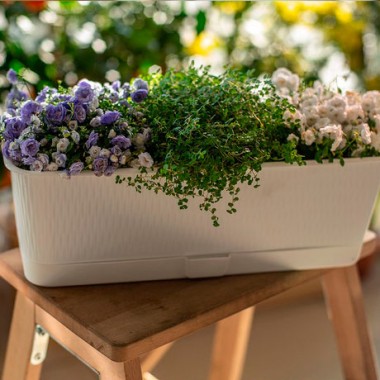 Ящик балконный цветочный пластик 6.7 л &quot;Прованс&quot; 40х17х13 см, с поддоном, цвет белый — Городок мастеров