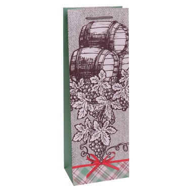 Пакет бумажный подарочный 12х8,5х36 см &quot;Бочки с крепкими напитками&quot; Miland ППД-2660 — Городок мастеров