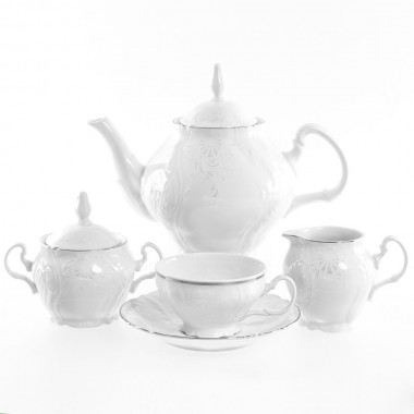 Сервиз чайный фарфоровый на 6 персон, 17 предметов  &quot;Платиновый узор&quot; Bernadotte — Городок мастеров