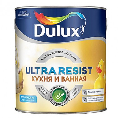 Краска ВД Dulux Ultra Resist Kitchens&amp;Bathrooms полуматовая для кухонь и ванн 1л — Городок мастеров