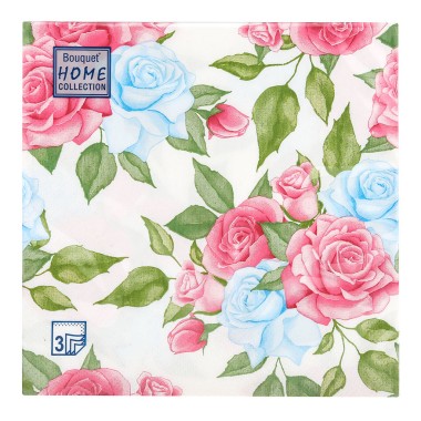 Бумажные салфетки Home Collection Букетик из роз 20шт 3 слоя  33 х 33 см — Городок мастеров