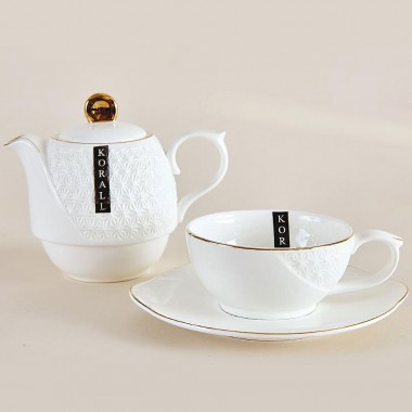 Набор чайный на 1 персону 3 предмета &quot;Снежная королева&quot; Коралл — Городок мастеров