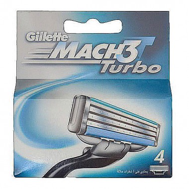 Кассеты сменные для мужских бритвенных станков Gillette Mach3 Turbo три лезвия 4 шт — Городок мастеров