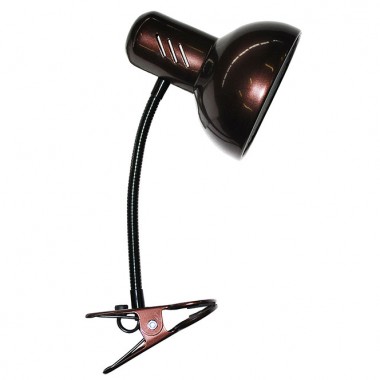 Настольная лампа на прищепке с гибкой стойкой E27 1х60W НТ 2077С Ультра Лайт 53043 цвет шоколад — Городок мастеров