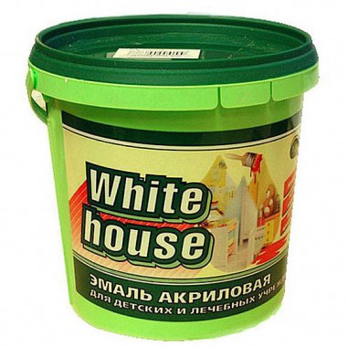 Эмаль акриловая White House для детских и лечебных учреждений белая полуглянцева 1 кг — Городок мастеров