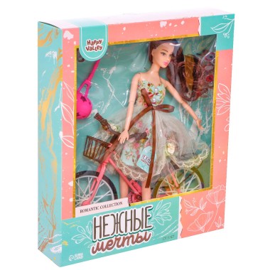 Игрушка Кукла-модель Happy Valley шарнирная &quot;Нежные мечты&quot; с велосипедом — Городок мастеров
