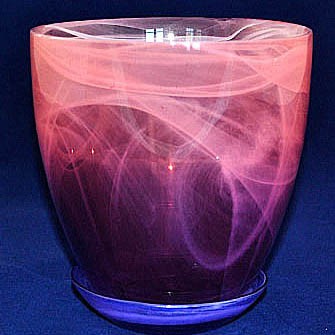 Горшок для цветов стеклянный 1 л &quot;3&quot; алебастр розово-фиолетовый d=14,5 см, h=15,5 см — Городок мастеров