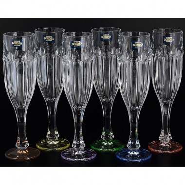Набор бокалов для шампанского 150 мл Crystalite Bohemia &quot;Сафари&quot; ассорти  6 шт — Городок мастеров