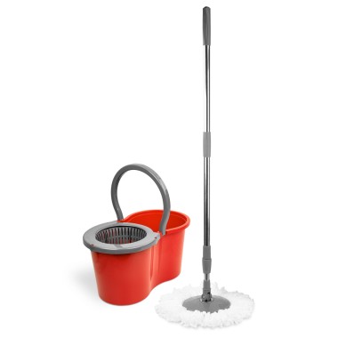 Комплект швабра с ведром  Spin Mop д/мытья пола красный — Городок мастеров