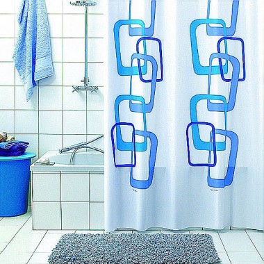 Штора для ванн 180*200 ПВХ Quadrt синяя — Городок мастеров