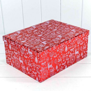 Коробка подарочная &quot;Новогодняя&quot; Красная прямоугольная №2 21х15х8,5 см 730605/1634 — Городок мастеров