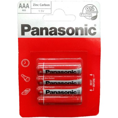 Батарейка R03ААА Panasonic Zinc Carbon BL-4 1.5V 4шт — Городок мастеров