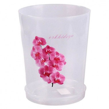 Горшок для орхидеи пластиковый 3,5 л d=17 см, h=21,5 см, цвет прозрачный, с поддоном — Городок мастеров