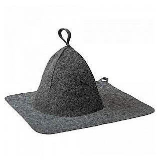 Набор для бани шапка+коврик серый Hot Pot — Городок мастеров
