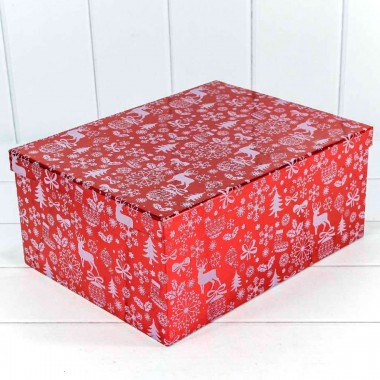 Коробка подарочная &quot;Новогодняя&quot; Красная прямоугольная №3 23х16,5х9,5 см 730605/1634 — Городок мастеров