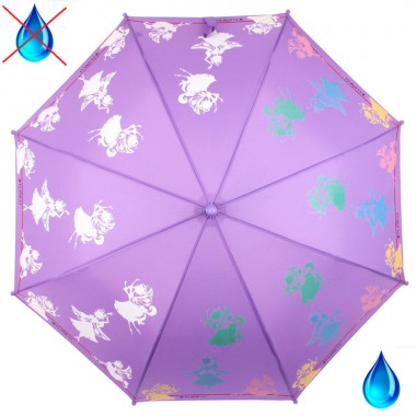 Зонт детский d=98 см механический Flioraj &quot;Воздушные феи&quot; проявляющийся рисунок, трость, фиолетовый 051202 — Городок мастеров