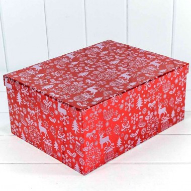 Коробка подарочная &quot;Новогодняя&quot; Красная прямоугольная №5 27х20х11,5 см 730605/1634 — Городок мастеров