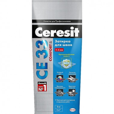 Затирка для плитки цементная Ceresit СЕ 33 Comfort 2 кг цвет №10 манхеттен — Городок мастеров