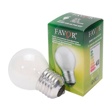 Лампа накал FAVOR Р45 40W E27 FR шарик матовый — Городок мастеров