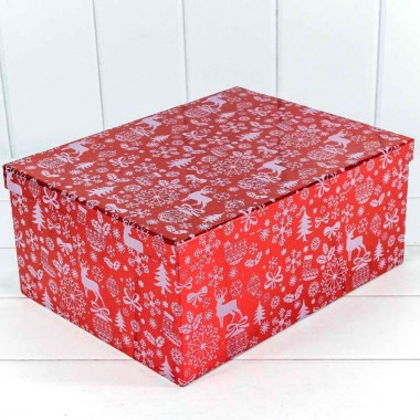 Коробка подарочная &quot;Новогодняя&quot; Красная прямоугольная №6 29х22х12,5 см 730605/1634 — Городок мастеров